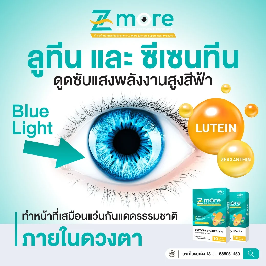 ภาพอินโฟกราฟิกสารอาหารลูทีนและซีแซนทีนใน Z-more